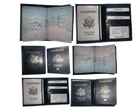 Passport case black genuine leather passport cover lot of 6 travel accessories