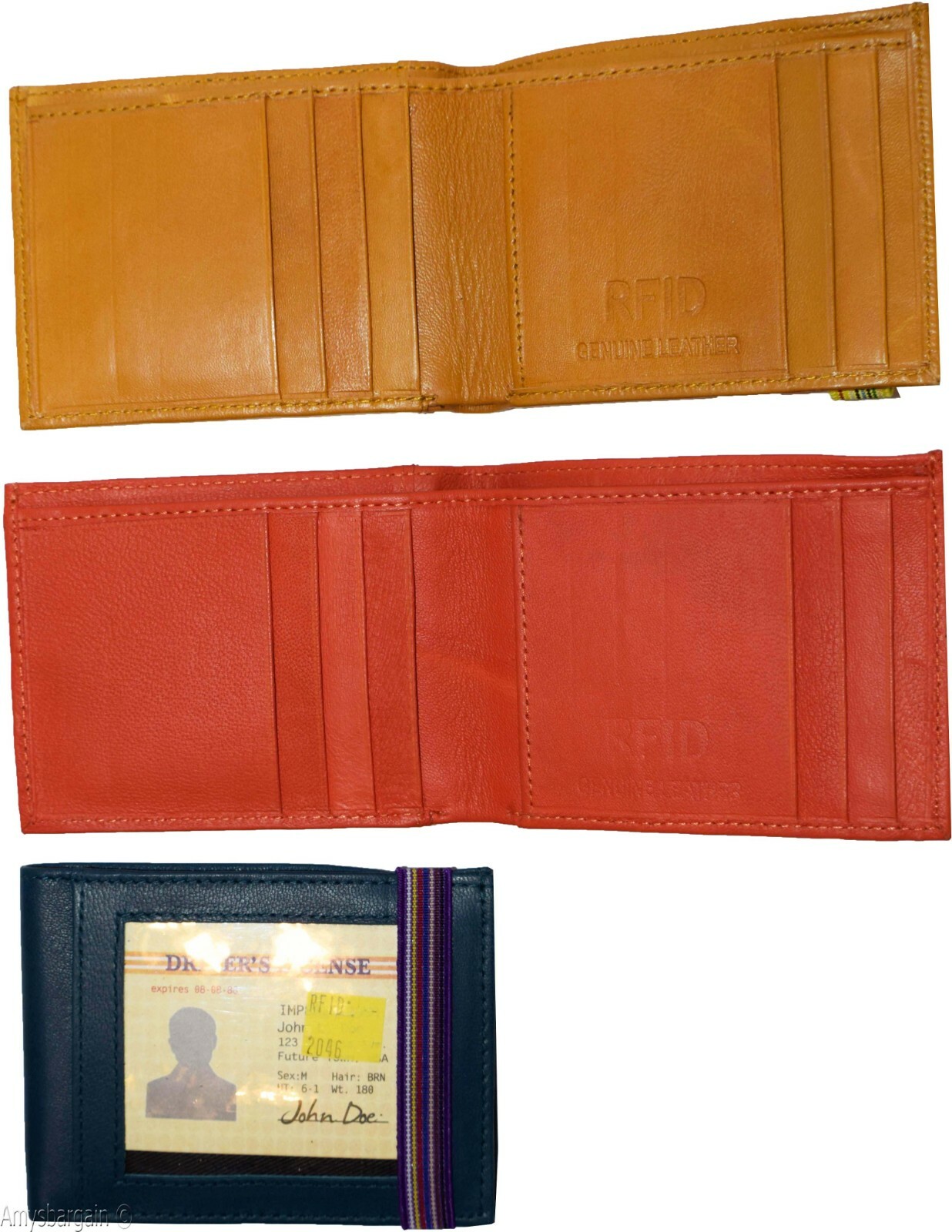 RFID Men's wallet, Genuine leather wallet, Bi-fold wallet 8 credit card Photo ID - Image 8