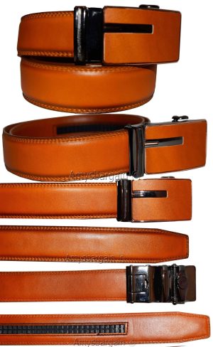 men's belt leather dress belt automatic lock men's casual leather belt up to 50" - Image 14