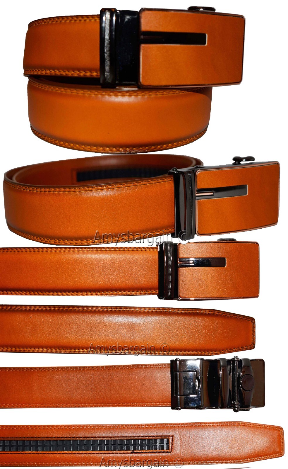 men's belt leather dress belt automatic lock men's casual leather belt up to 50" - Image 14