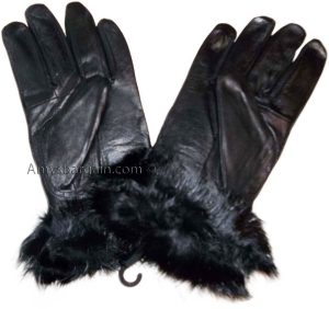 Women's Fur Trimmed leather gloves, Black, Brown Warm Winter Gloves dress gloves - Image 8