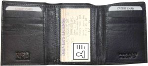 lot of 2 RFID men's wallet genuine leather trifold wallet 2 billfold new in box - Image 6