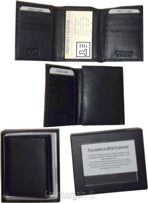 lot of 2 RFID men's wallet genuine leather trifold wallet 2 billfold new in box - Image 7