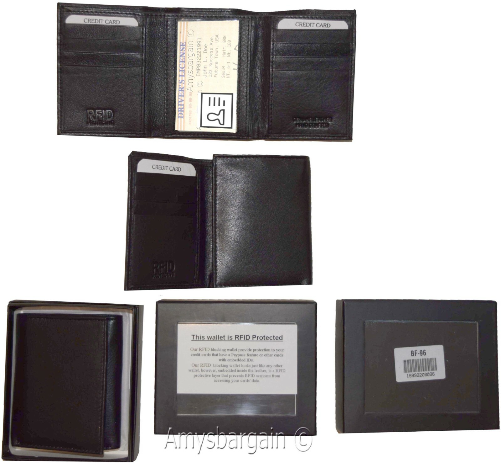lot of 2 RFID men's wallet genuine leather trifold wallet 2 billfold new in box