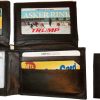 lot of 2 men's bi fold leather wallet brown 12 cards 2 id billfold wallet br new