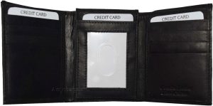 lot of 4 new men's trifold leather wallet 3 id centerpiece black 2 bill slots - Image 10