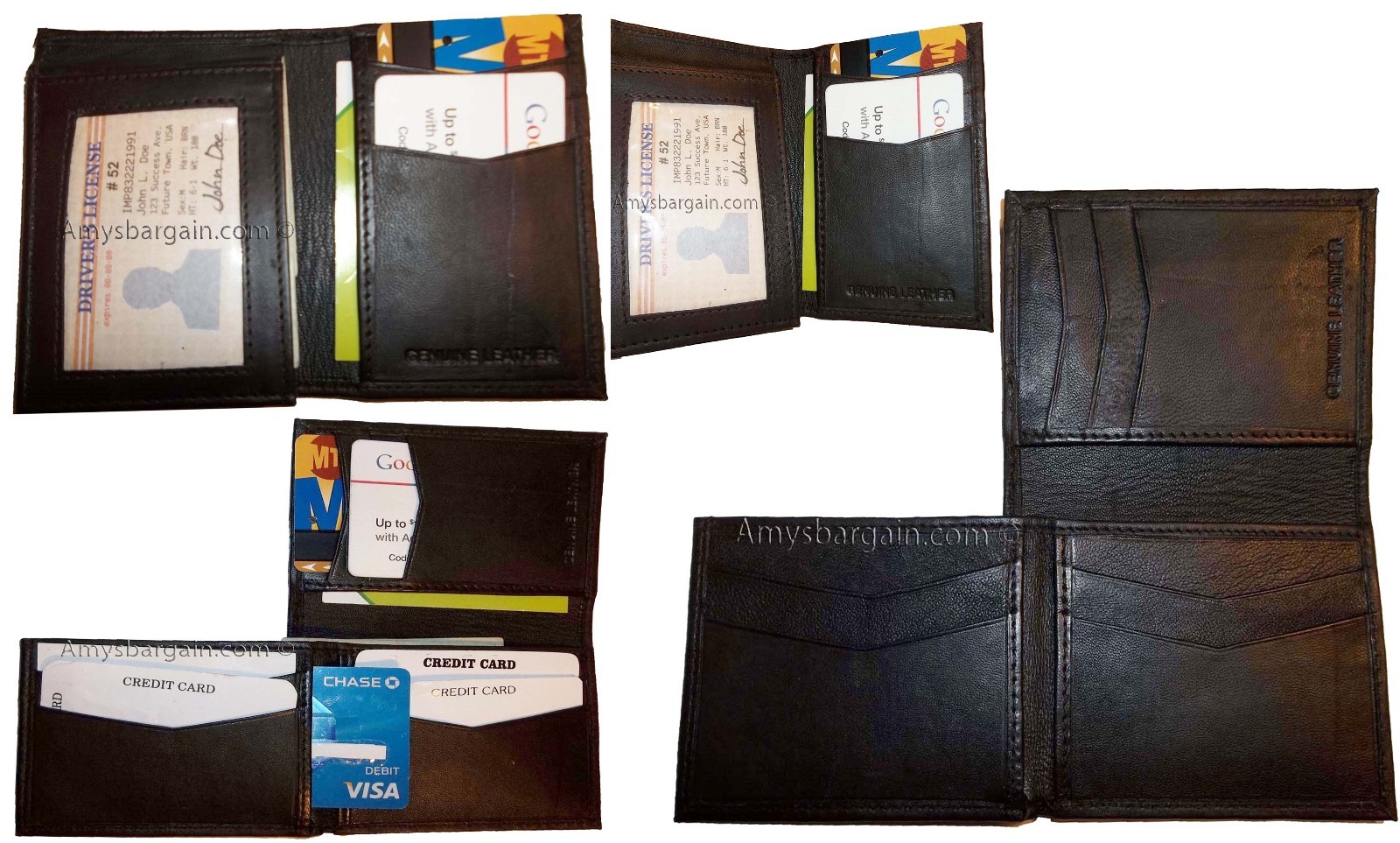 lot of 4 new style trifold leather man’s bifold wallet men's billfold wallet