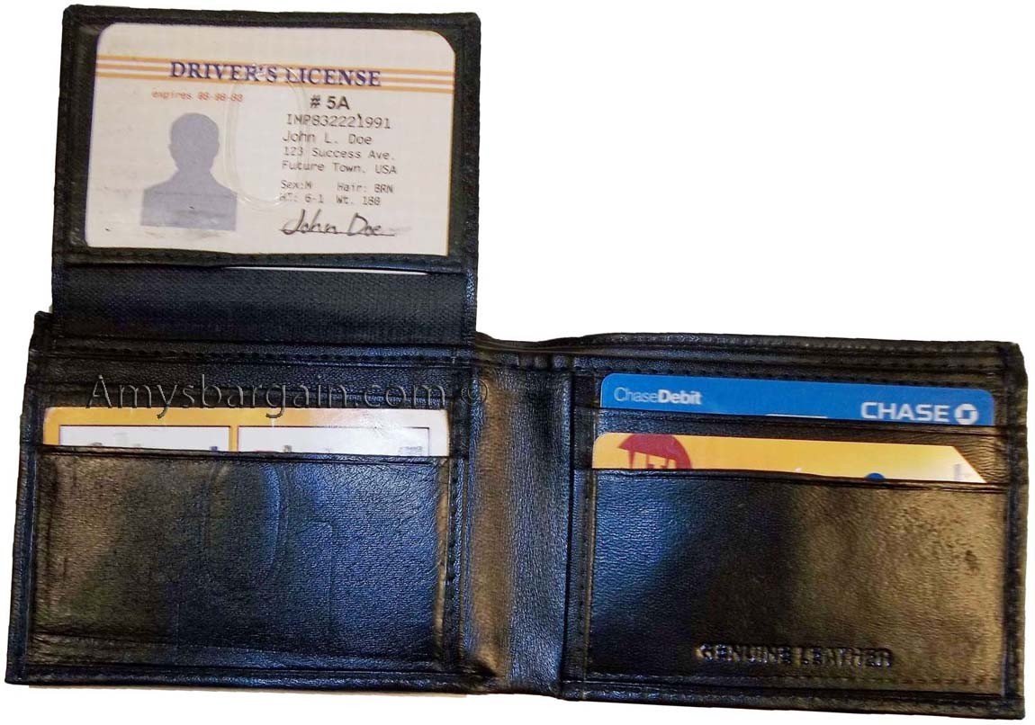 man's skinny leather bi-fold wallet 6 bank card holder 2 bill pockets new item - Image 6