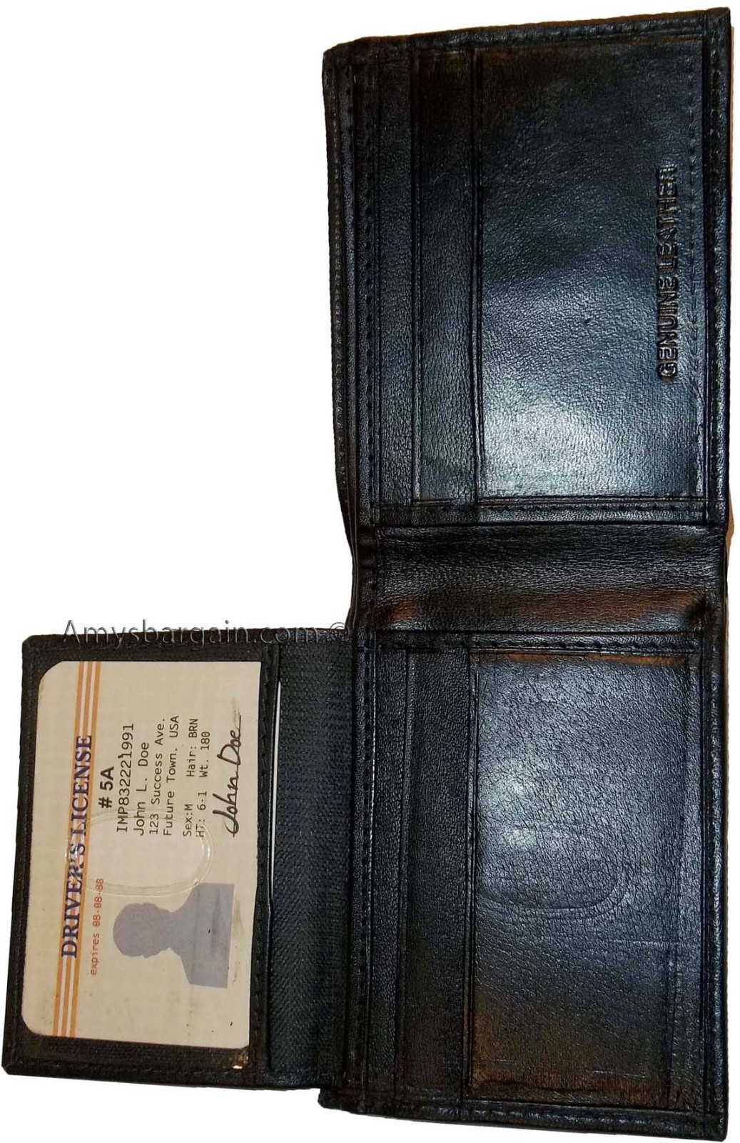 man's skinny leather bi-fold wallet 6 bank card holder 2 bill pockets new item - Image 8