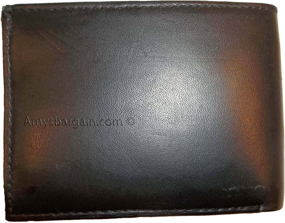 man's skinny leather bi-fold wallet 6 bank card holder 2 bill pockets new item - Image 10