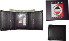 man's trifold wallet fiza ny leather 6 credit cards 2 bill slots brnd new in box