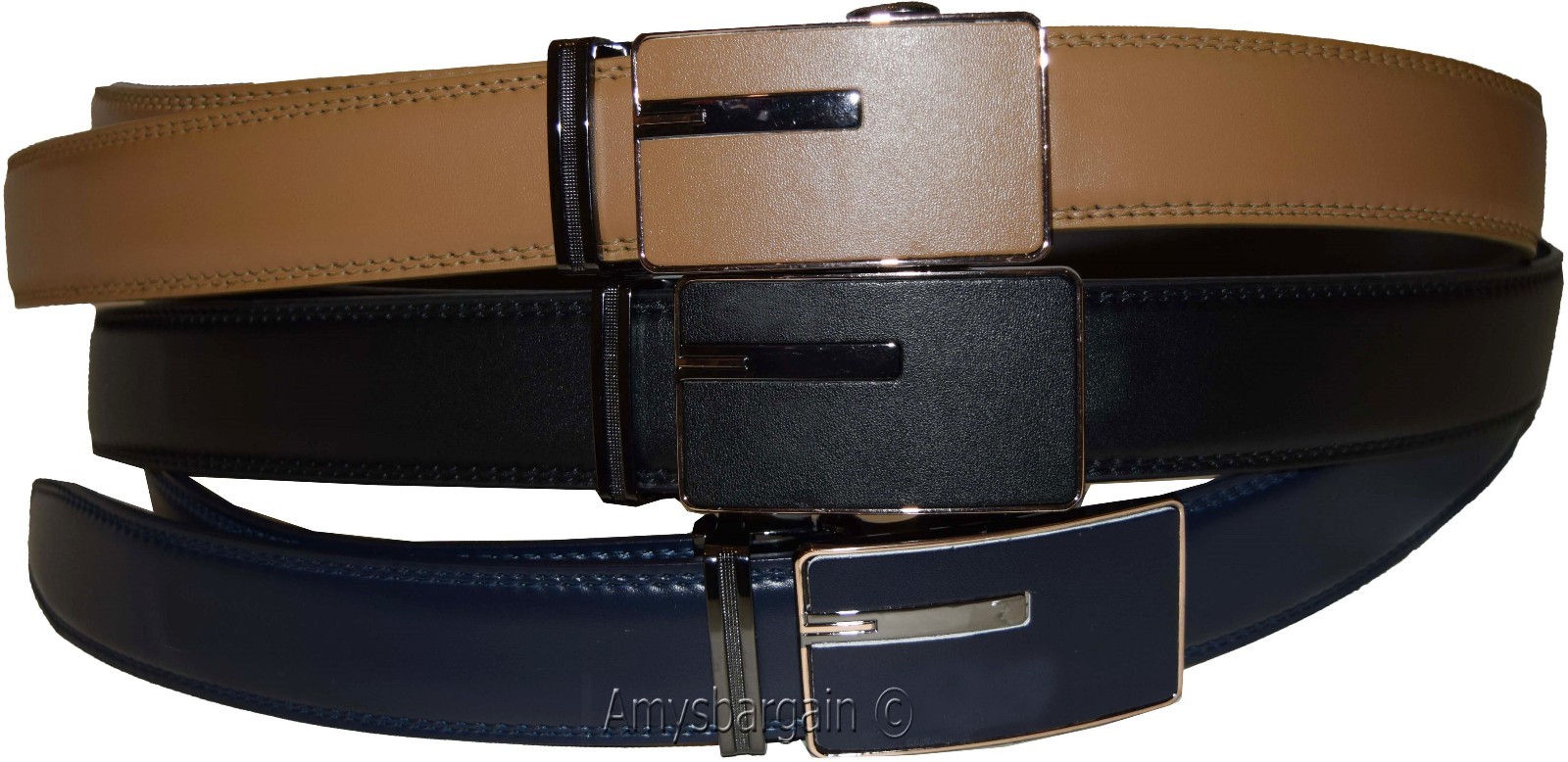men's belt leather dress belt automatic lock men's casual leather belt up to 50" - Image 12