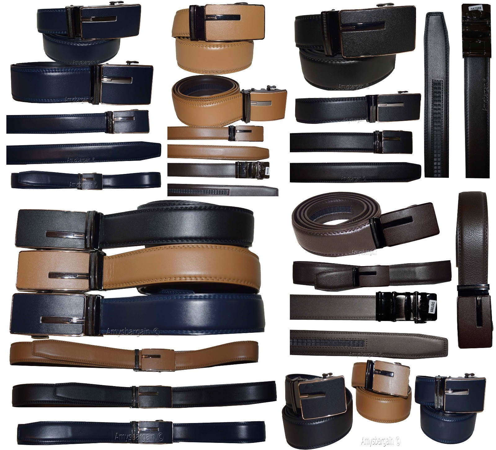 men's belt leather dress belt automatic lock men's casual leather belt up to 50" - Image 13