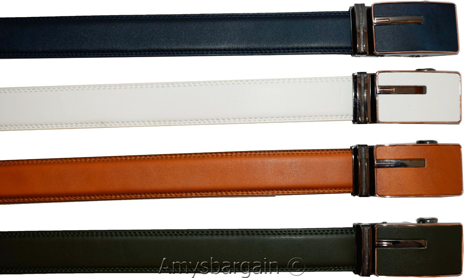 men's belt leather dress belt automatic lock men's casual leather belt up to 50" - Image 3