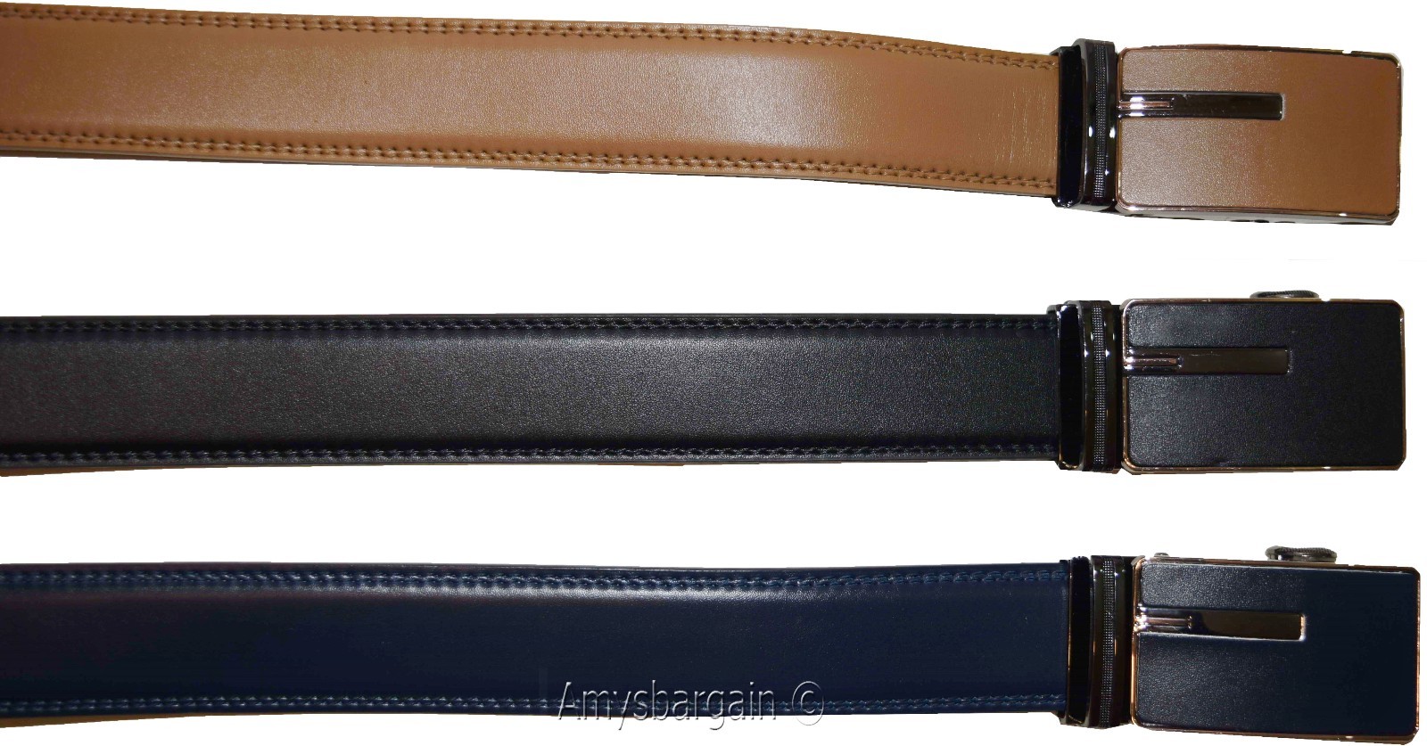 men's belt leather dress belt automatic lock men's casual leather belt up to 50" - Image 5
