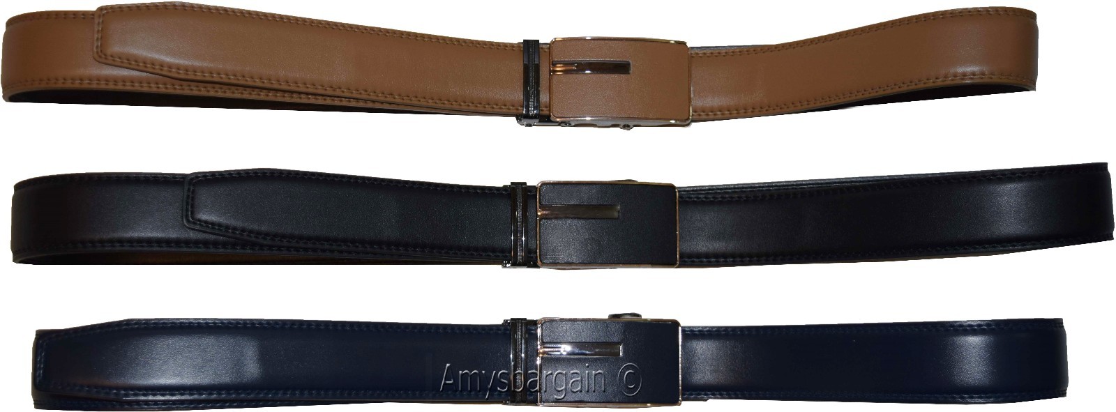 men's belt leather dress belt automatic lock men's casual leather belt up to 50" - Image 8