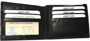 men's bifold black wallet genuine leather 6 credit cards 1 ID 2 bill slot wallet - Image 7