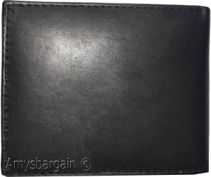 men's bifold black wallet genuine leather 6 credit cards 1 ID 2 bill slot wallet - Image 9