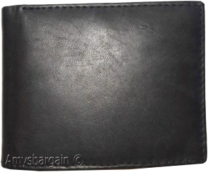 men's bifold black wallet genuine leather 6 credit cards 1 ID 2 bill slot wallet - Image 10