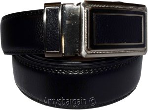 men's leather dress belt automatic lock belt buckle men's quick lock belt 46" - Image 8