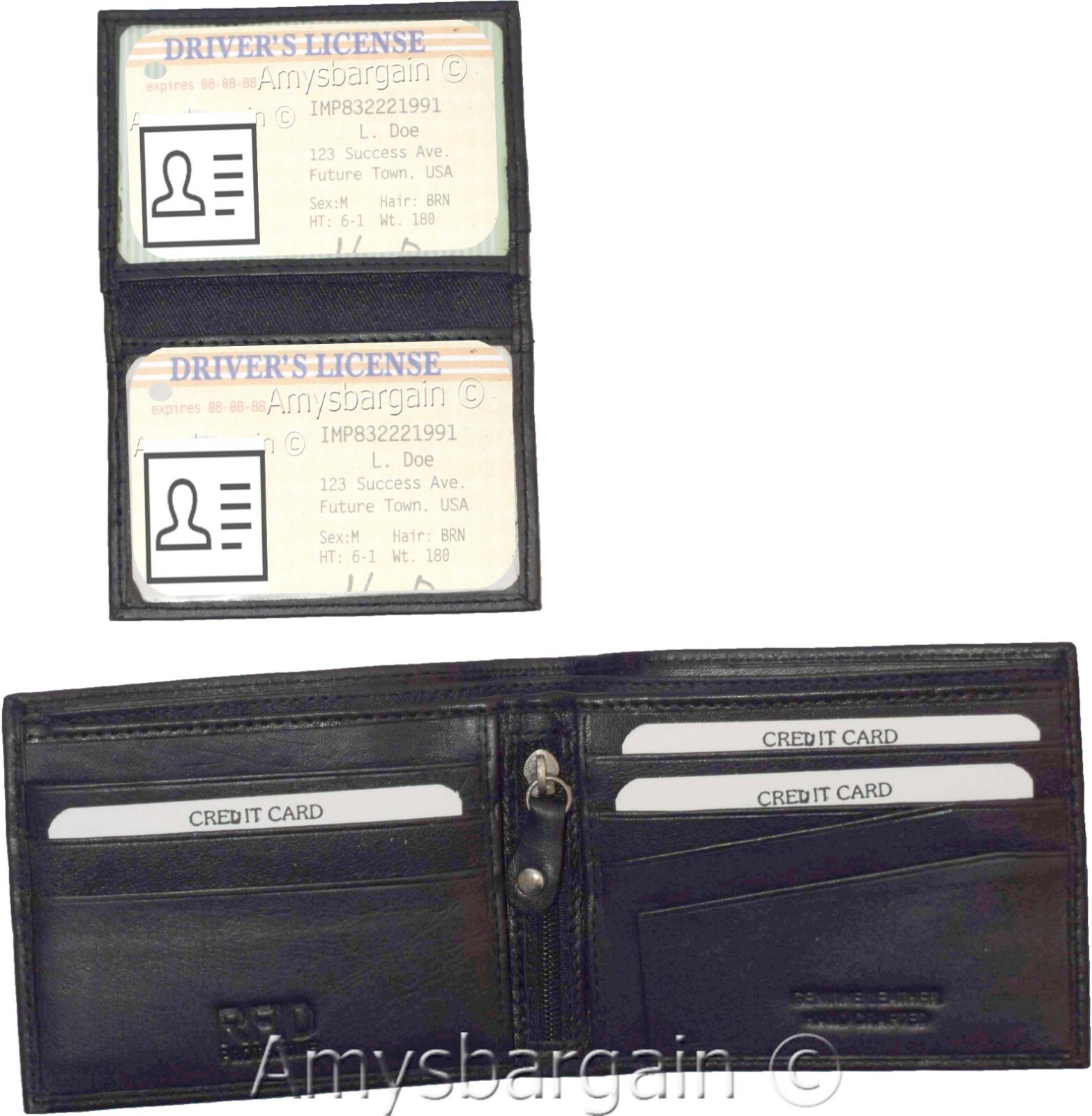 men's wallwt rfid men's leather wallet 2 bifold genuine leather 2 id new in box - Image 11