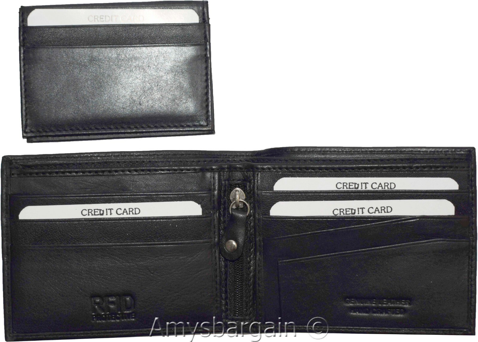 men's wallwt rfid men's leather wallet 2 bifold genuine leather 2 id new in box - Image 12