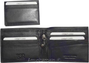 men's wallwt rfid men's leather wallet 2 bifold genuine leather 2 id new in box - Image 13