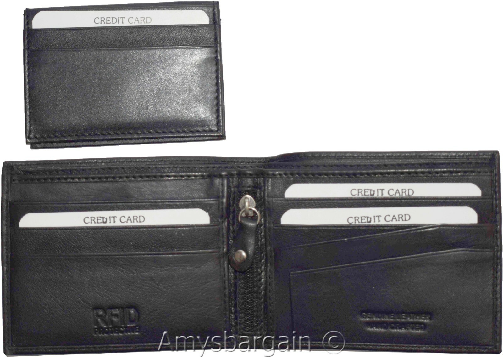 men's wallwt rfid men's leather wallet 2 bifold genuine leather 2 id new in box - Image 13