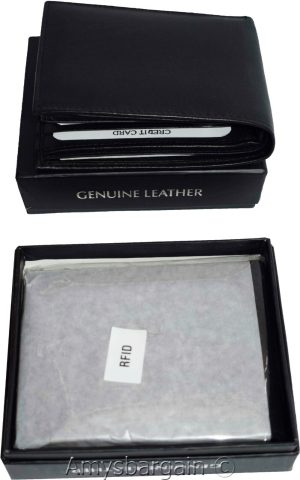men's wallwt rfid men's leather wallet 2 bifold genuine leather 2 id new in box - Image 4