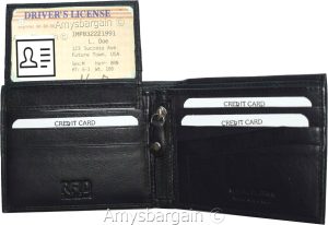 men's wallwt rfid men's leather wallet 2 bifold genuine leather 2 id new in box - Image 6