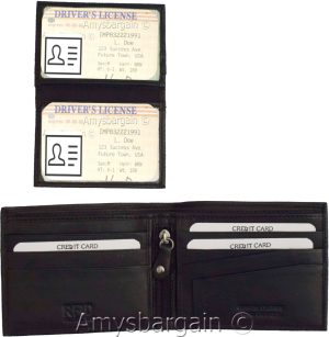 men's wallwt rfid men's leather wallet 2 bifold genuine leather 2 id new in box - Image 10
