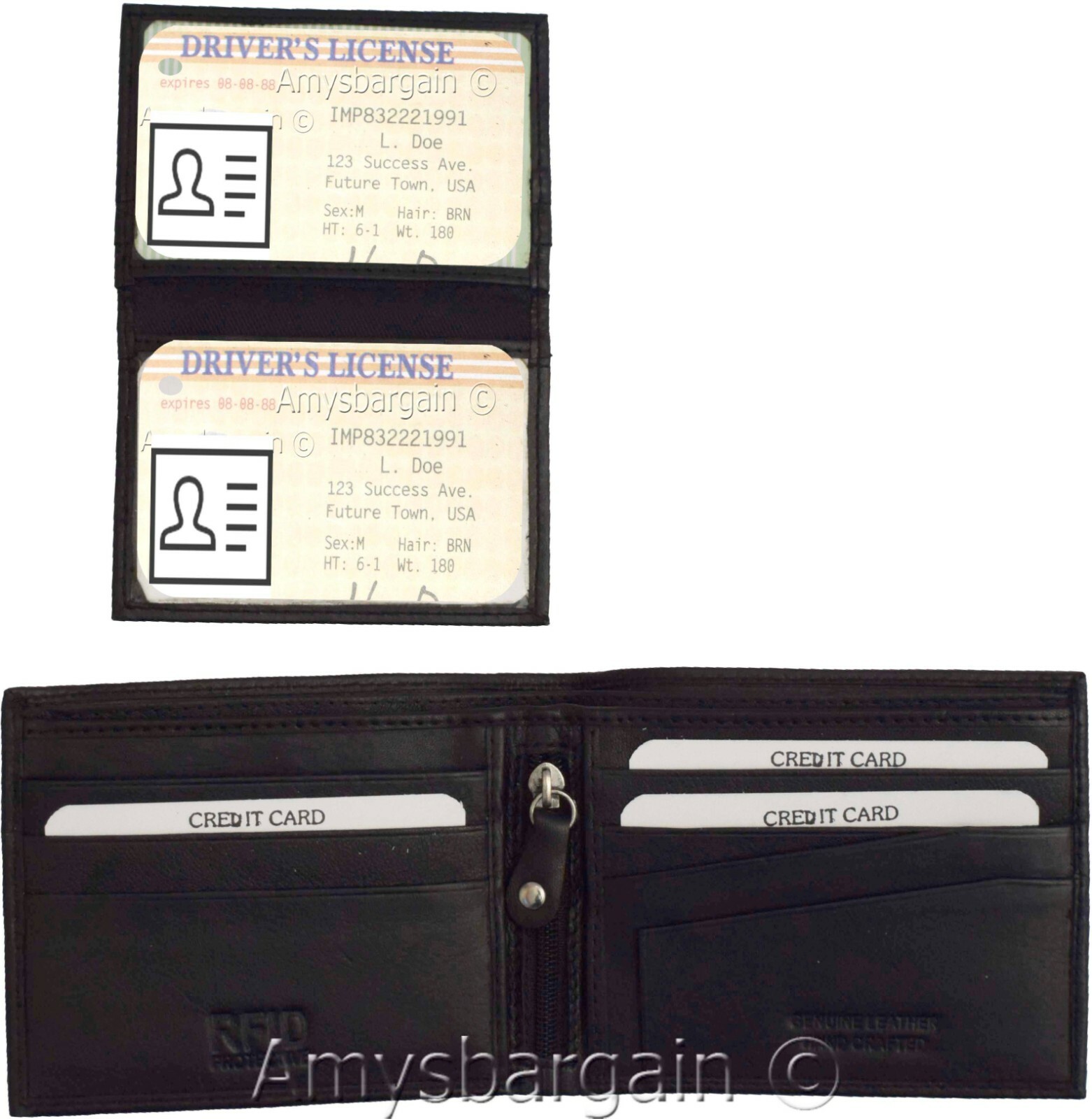 men's wallwt rfid men's leather wallet 2 bifold genuine leather 2 id new in box - Image 10