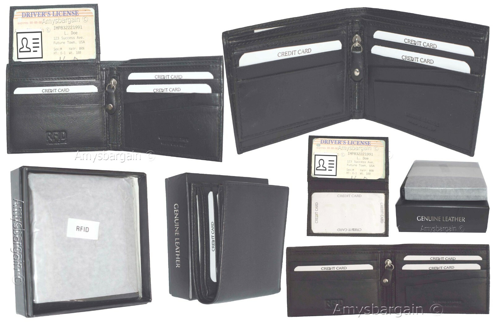 men's wallwt rfid men's leather wallet 2 bifold genuine leather 2 id new in box