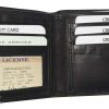 new men's bifold genuine leather wallet 6 cards 1 id 2 bill pockets black wallet