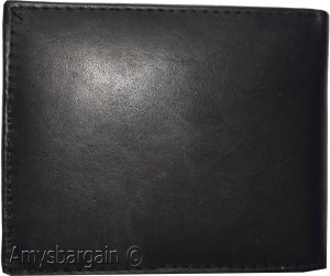 new men's bifold genuine leather wallet 6 cards 1 id 2 bill pockets black wallet - Image 3