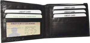 new men's bifold genuine leather wallet 6 cards 1 id 2 bill pockets black wallet - Image 4