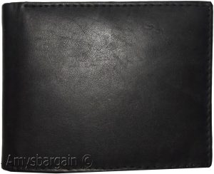 new men's bifold genuine leather wallet 6 cards 1 id 2 bill pockets black wallet - Image 5