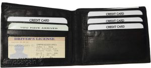new men's bifold genuine leather wallet 6 cards 1 id 2 bill pockets black wallet - Image 6