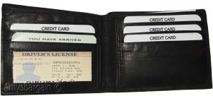 new men's bifold genuine leather wallet 6 cards 1 id 2 bill pockets black wallet - Image 7