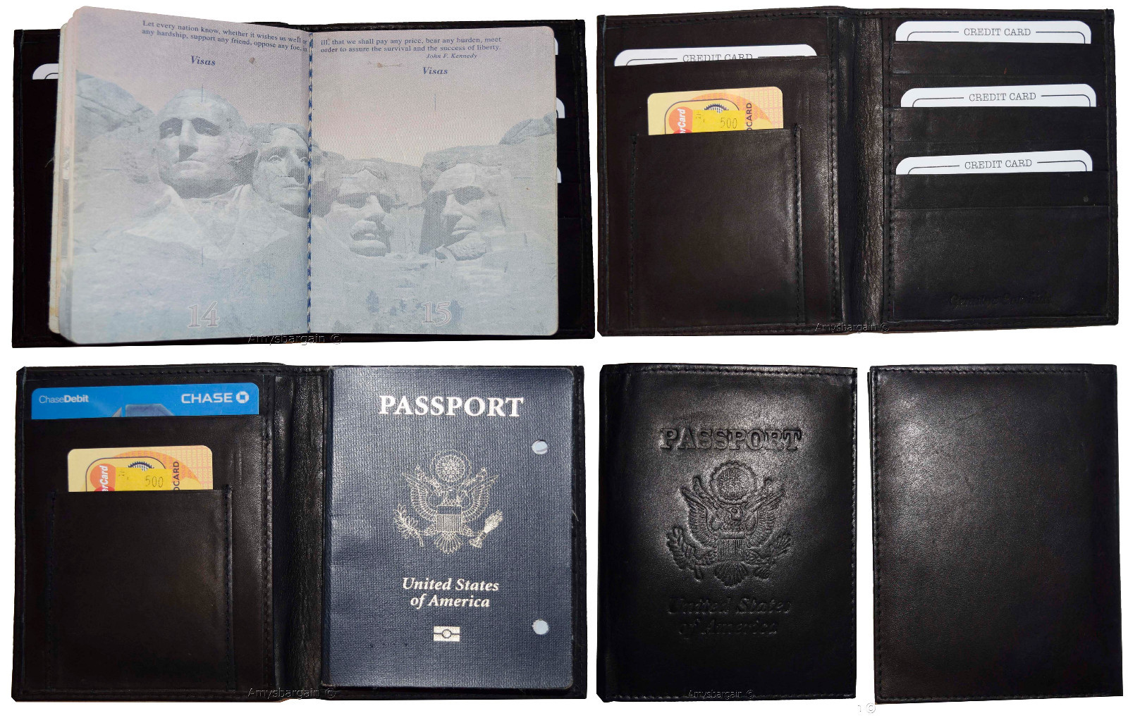 passport cover USA leather wallet black passport case real genuine leather case - Image 12