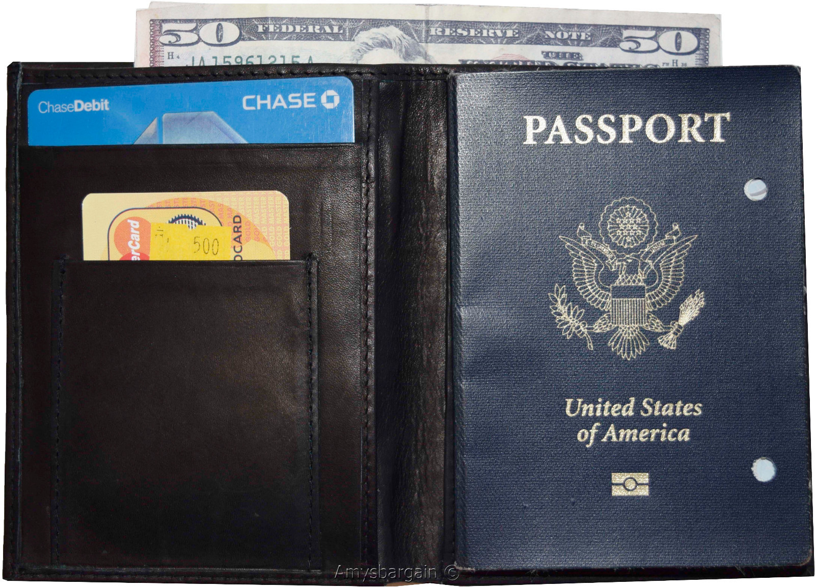 passport cover USA leather wallet black passport case real genuine leather case - Image 3