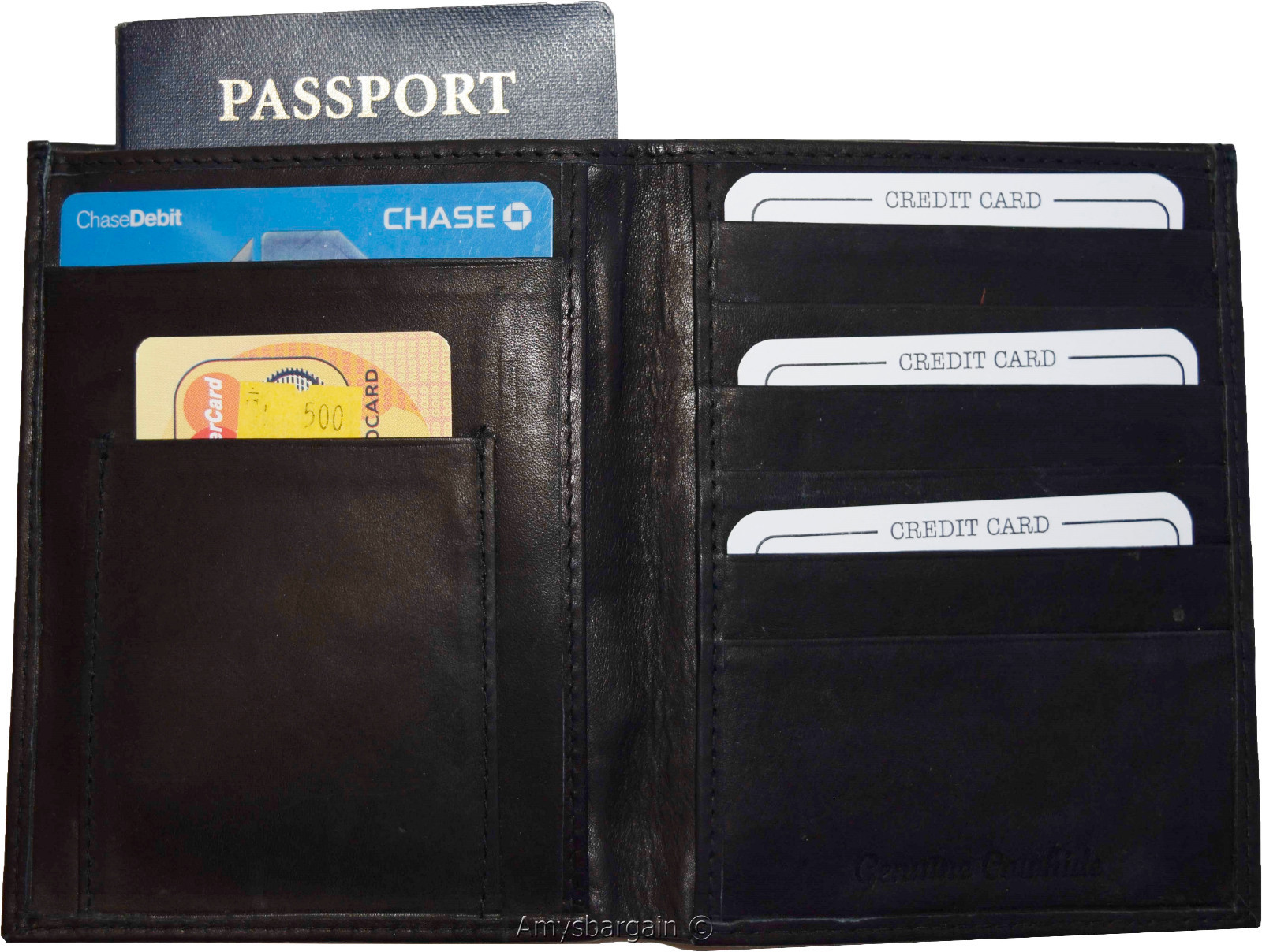 passport cover USA leather wallet black passport case real genuine leather case - Image 8