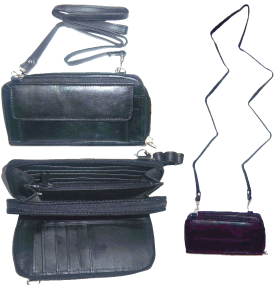 women's leather handbag wallet combo 19 credit card slots strap 3 change pockets