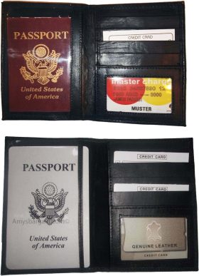 2 New USA Leather passport case, wallet 4 credit ATM ID card, passport case #38