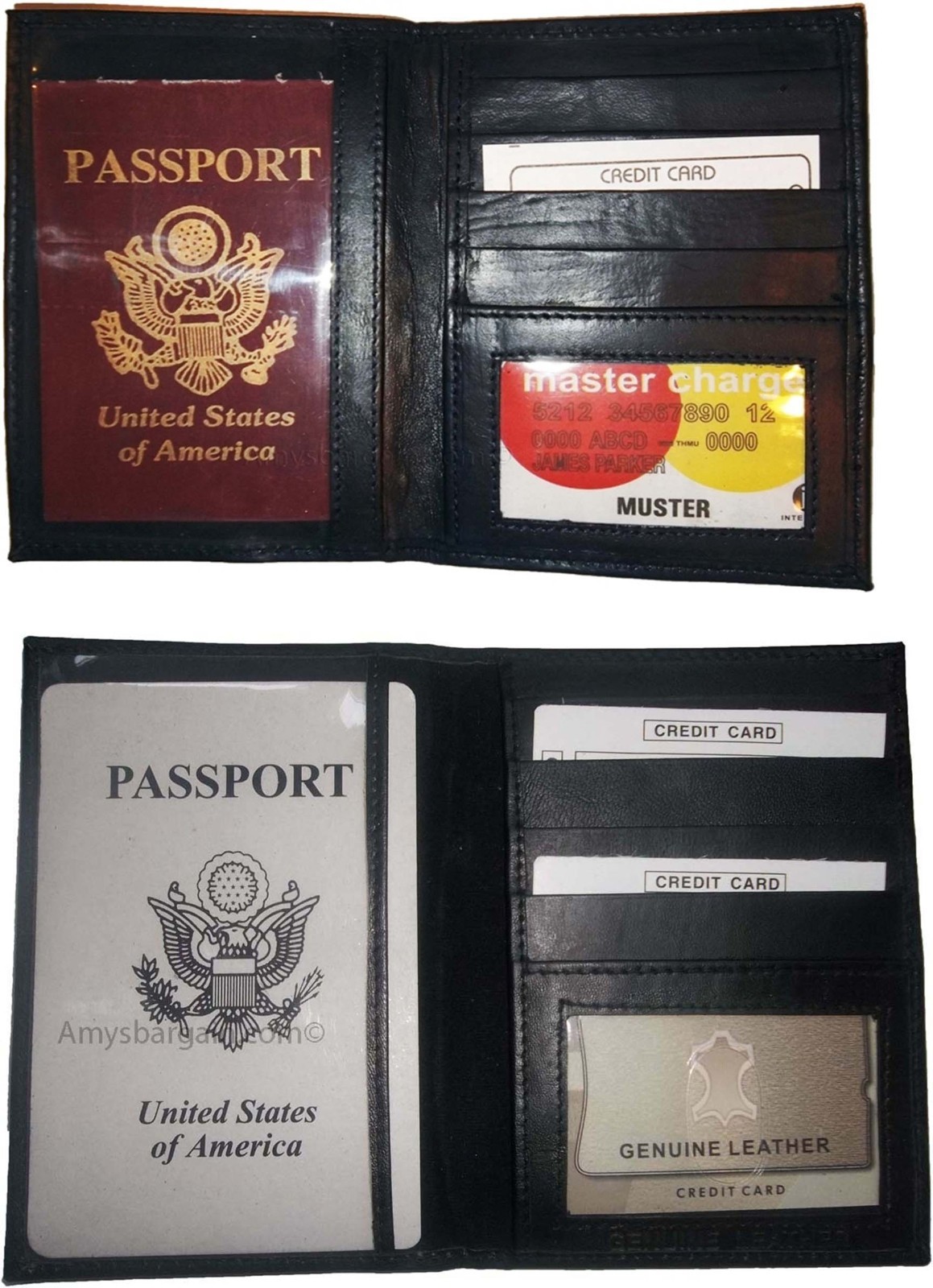 2 New USA Leather passport case, wallet 4 credit ATM ID card, passport case #38