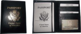 2 New USA Leather passport case wallet credit ATM card case ID holder Brand New