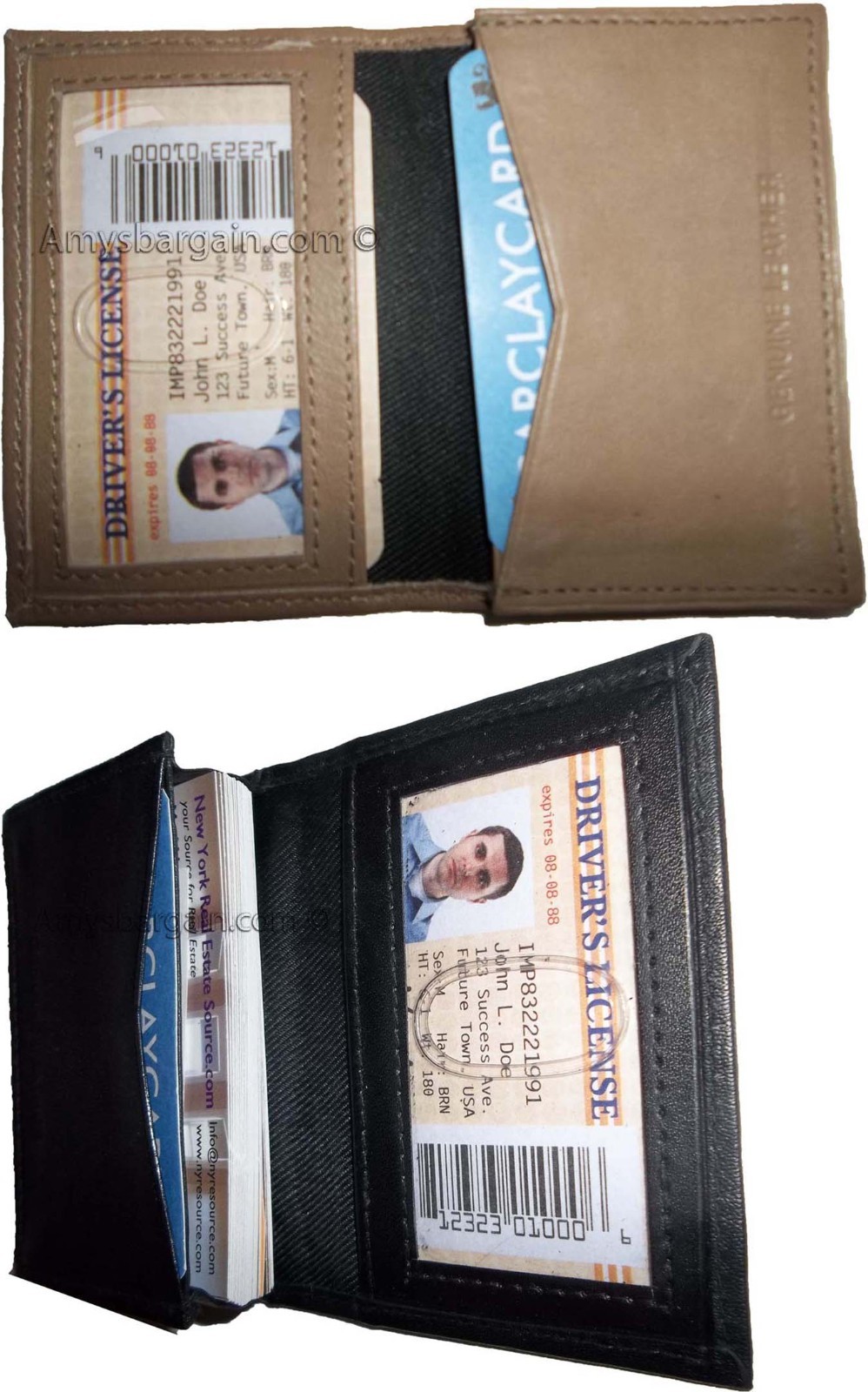 2 women men's Leather Business Credit Card ID card case fifty cards holder bnwt