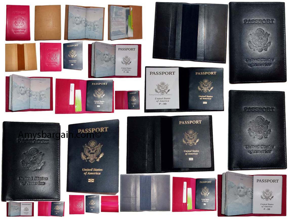4 New USA Leather passport case wallet credit ATM card case ID holder Brand New