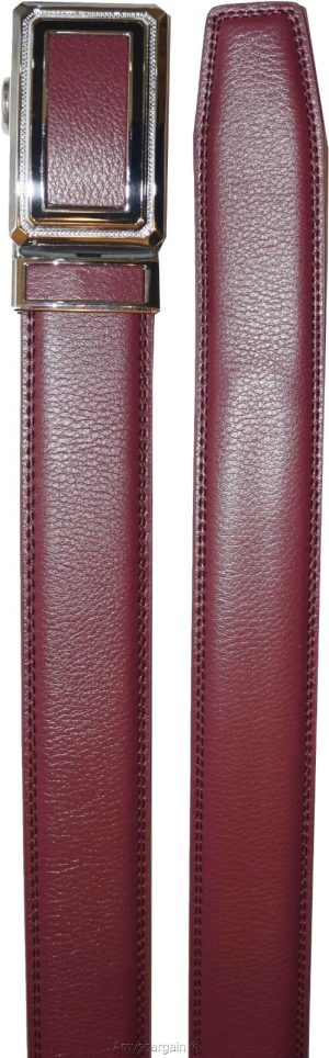 Burgund Leather Men’s Belt XL Automatic lock Dress / Casual belt adjustable belt - Image 10
