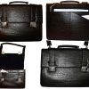 Crocodile Skin Printed Leather Briefcase Black Business Attaché case New sac bag